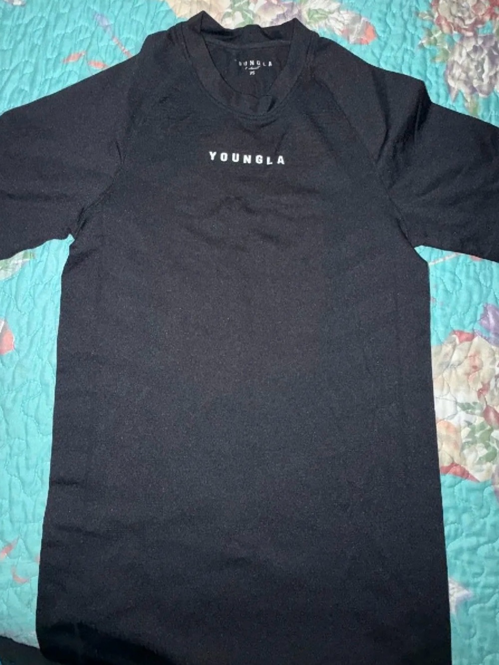 YoungLA Black Short Sleeve Crewneck Tee with White Logo